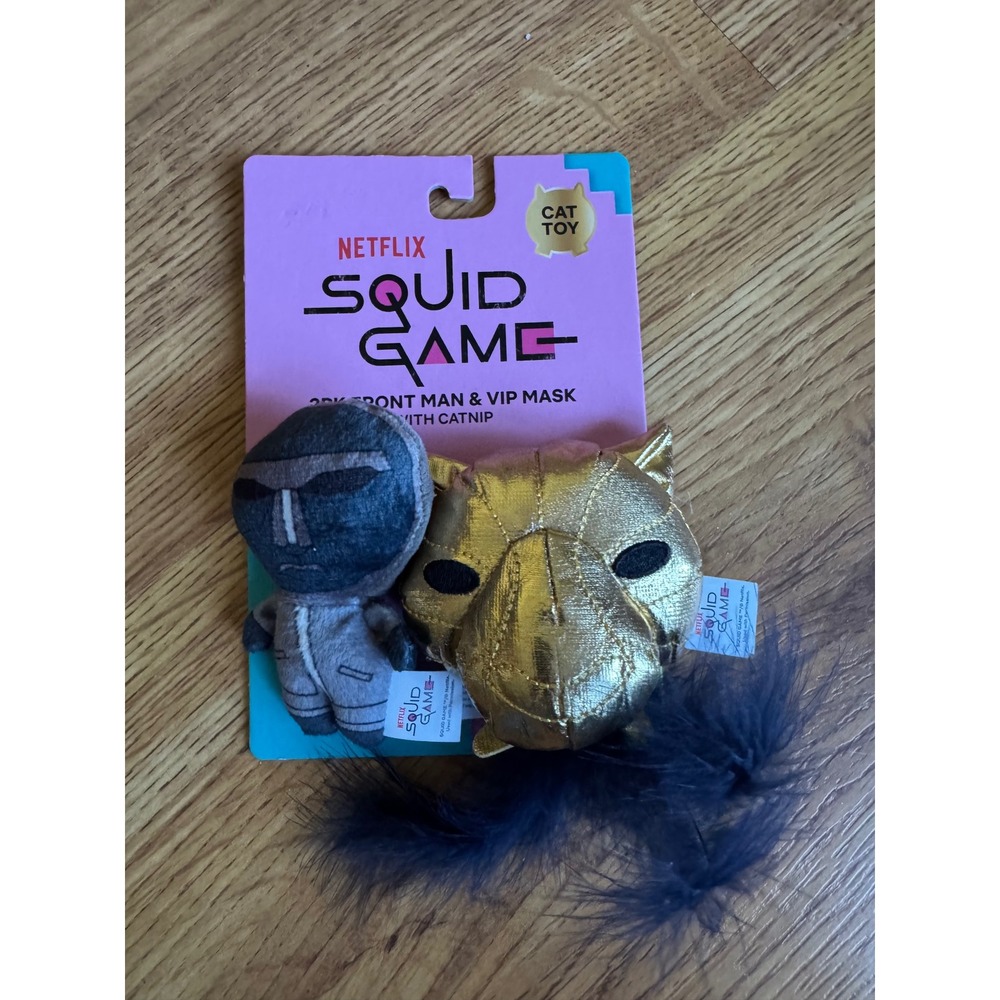Netflix Squid Game Cat Toy 2pk Front Man & VIP Mask with Catnip Plush Pet Toys
